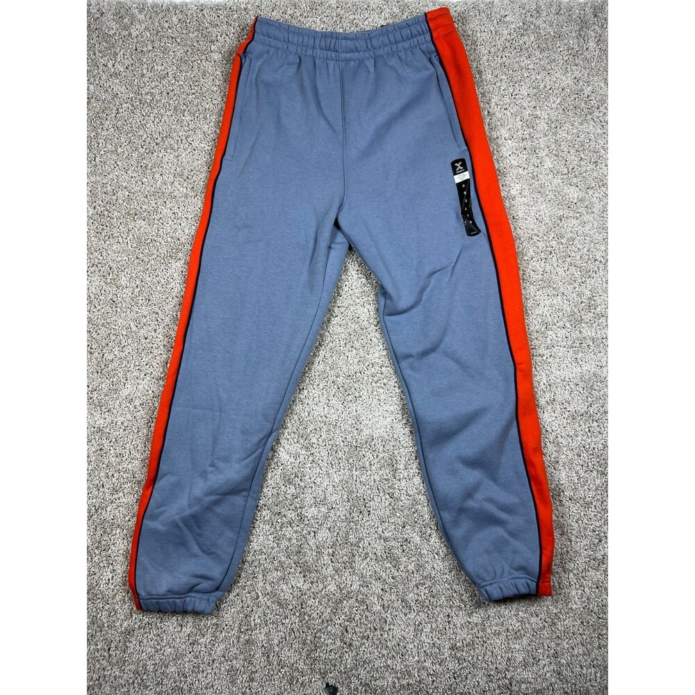 Xersion Fleece Jogger Pants Mens Small Vermont Blue Orange Stripe NWT